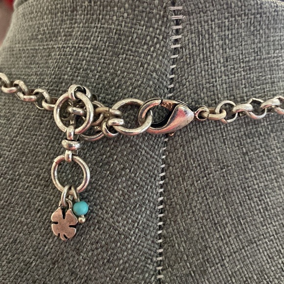 Simulated Turquoise Silver Tone Necklace - Picture 2 of 4